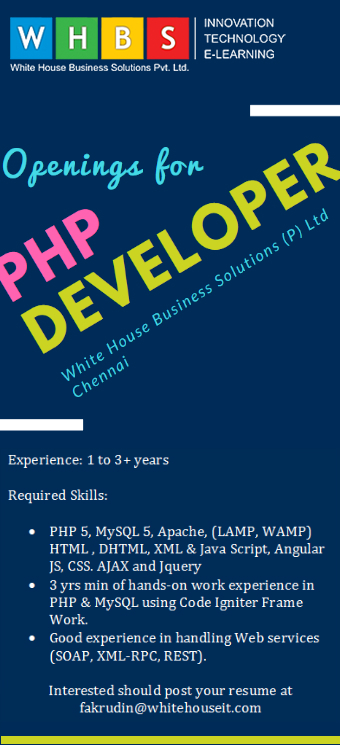 Job opening for php developer 